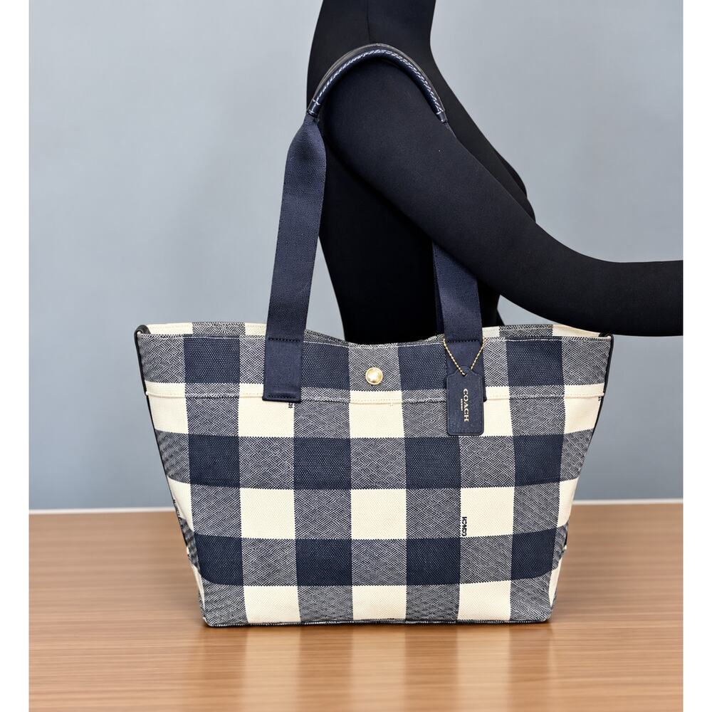 Coach F25919 Buffalo Plaid Canvas Tote Bag & F26620 Large Wristlet - Picture 9 of 14